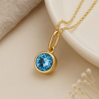 Personalised Gold Plated Sterling Silver Aquamarine Pendant Necklace: March Birthstone, 3 of 10