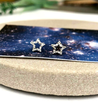 Sterling Silver Mini Hollow Star Earrings, 4 of 9