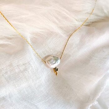 Baroque Pearl Lightning Cloud 16k Gold Plated Necklace, 2 of 4