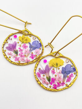 Earrings With Lavender And Pink Flowers, 3 of 10