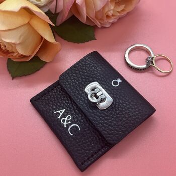 Personalised Leather Wedding Ring Pouch, 3 of 6