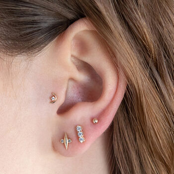 14 Carat Solid Gold Sphere Labret Stud Earring, 4 of 7