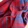Soft Blanket Striped Cherry Red And Blue Sofa Throw, thumbnail 7 of 9