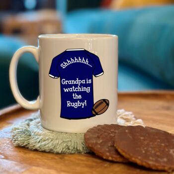 Personalised Shh Watching Rugby Team Shirt Mug, 3 of 6