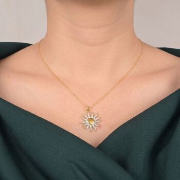 18ct Gold Plated Distant Sun Pendant Necklace, 2 of 5