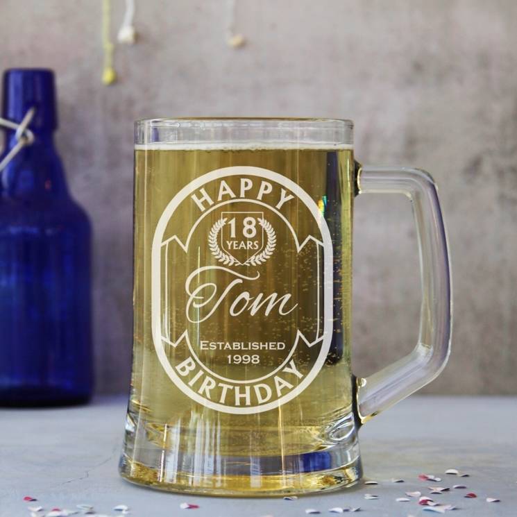 Personalised Happy Birthday One Pint Stein Tankard By The Glass Yard