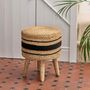 Eco Blend Jute Footstool With Stripes, thumbnail 1 of 4