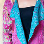 Kantha Handstitched Pink Silk Jacket, thumbnail 3 of 12