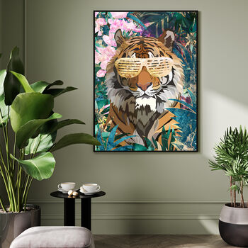 Custom Tiger Tropical Rainforest Floral Jungle Wall Art Print, 2 of 6