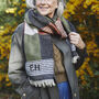 Personalised Check And Square Shawl With Feather Trim, thumbnail 1 of 6