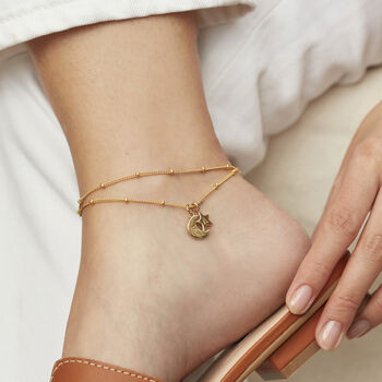 Initial Moon And Star Anklet In Silver Or Gold Vermeil, 3 of 6