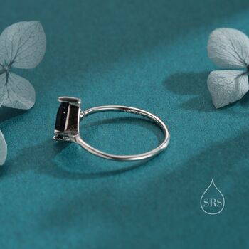 One Carat Rhombus Cut Blue Sandstone Ring In Sterling Silver, 2 of 12