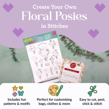 Flower Posies Stick And Stitch Embroidery, 2 of 5