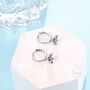Sterling Silver Mystic Black Cz Marquise Crown Huggie Hoop Earrings, thumbnail 7 of 11