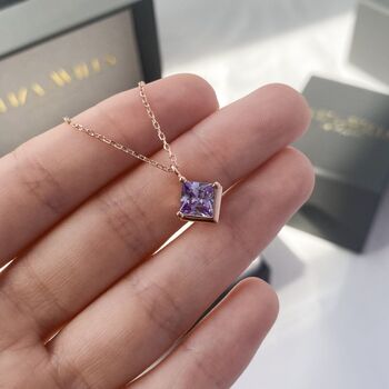 Rose Gold Pendant Birthstone Necklace June Alexandrite, 5 of 6