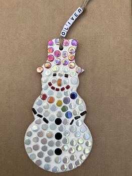 Child's Personalised Christmas Mosaic Snowman Craft Kit, 3 of 3