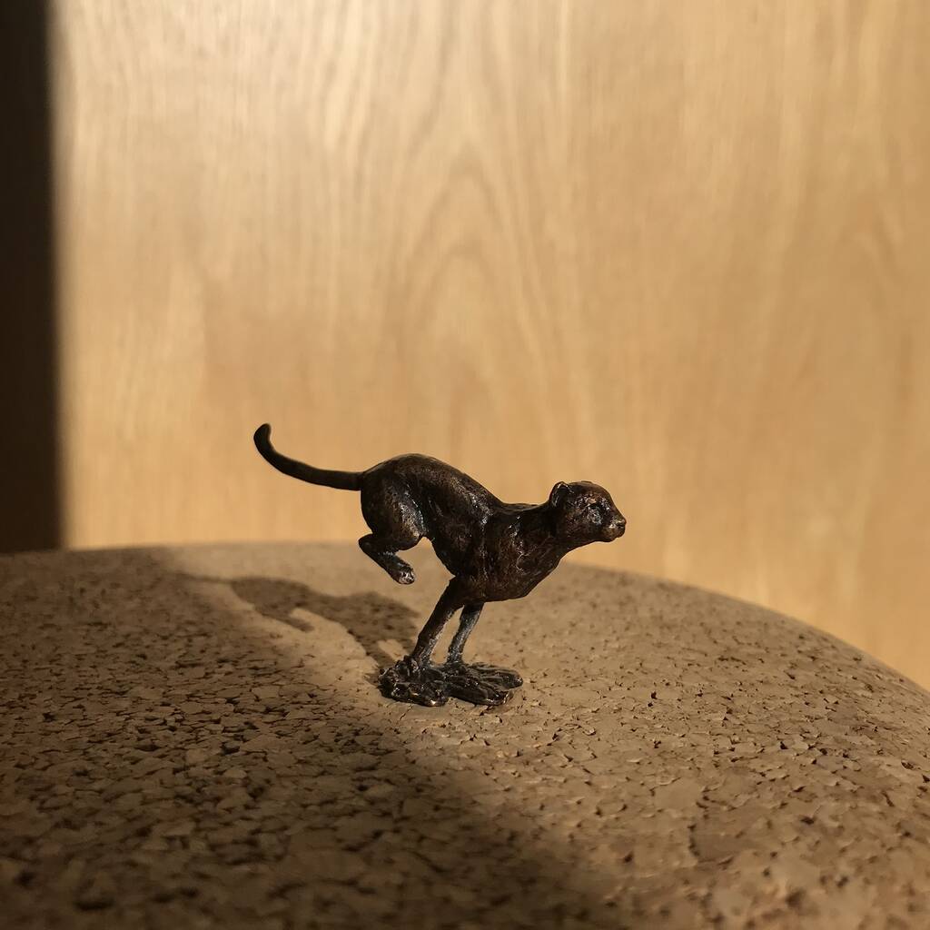 Miniature Bronze Cheetah Sculpture 8th Anniversary By ginger rose