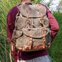 Vintage Look Waxed Canvas Backpack, thumbnail 3 of 12