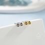 Tiny Droplet Cz Stud Earrings In Sterling Silver, thumbnail 2 of 12