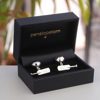 Personalised Cricket Bat And Ball Cufflinks, 4 of 7