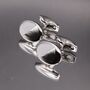 Silver Half White Stone Cufflinks Vintage Crystal, thumbnail 3 of 4