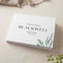 Watercolour Leaves Personalised Surname Wedding Guest Book, thumbnail 1 of 3