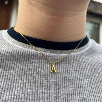 Personalised 18 K Gold Necklace A Z Initial Pendant, For Girls Initial, 2 of 8