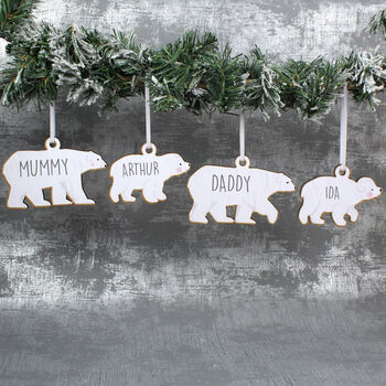 Set Of Four Polar Bear Family Hanging Decorations, 3 of 4