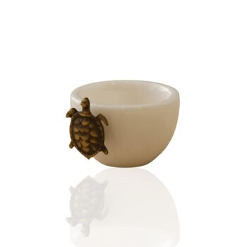 Handmade White Porcelain Snack Bowl With Bronze Turtle, 2 of 2