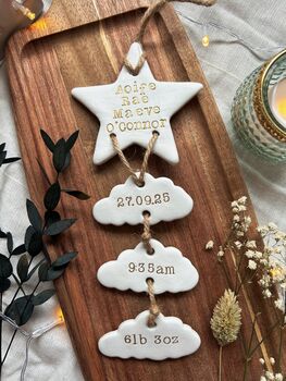Personalised New Baby Hanging Clay Keepsake, 7 of 10