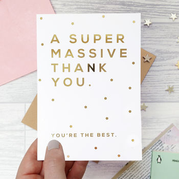 Gold Foil Thank You 'You're The Best' Card, 2 of 2