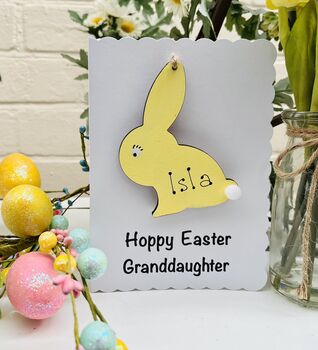 Personalised Easter Bunny Card Granddaughter Grandson, 2 of 7