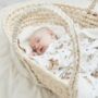 Woodland Deer Baby Comforter Made With Organic Muslin And Soft Sherpa Fleece, Acorn And Fawn Comfort Blanket, thumbnail 4 of 12