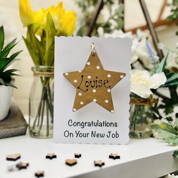 Personalised New Job Congratuations Gold Star Card, 3 of 4