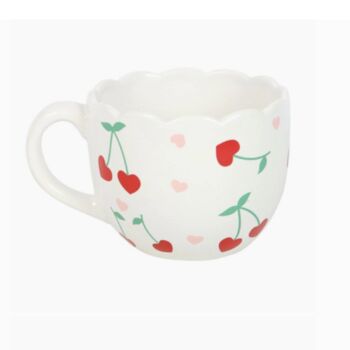 Scalloped Cherry Heart Mug | Mother's Day Gift, 2 of 5