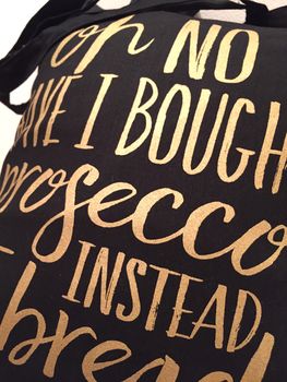 Prosecco Black And Gold Metallic Foil Bag, 5 of 7