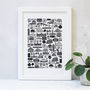 Manchester Illustrated Black And White Print, thumbnail 2 of 10