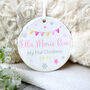 My First Christmas Baby Girl Garland Ceramic Disc Hanging Decoration Bauble + Gift Box, thumbnail 3 of 6