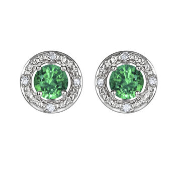Sterling Silver Birthstone And Diamond Halo Earrings, 6 of 12