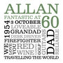 Personalised 60th Birthday Typographic Art, thumbnail 3 of 6