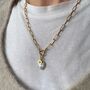 Freshwater Coin Pearl Paperclip Chain Necklace, thumbnail 1 of 8