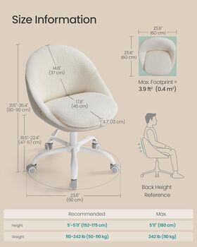 Office Chair Swivel Foam Padding Cotton Linen Fabric, 2 of 7