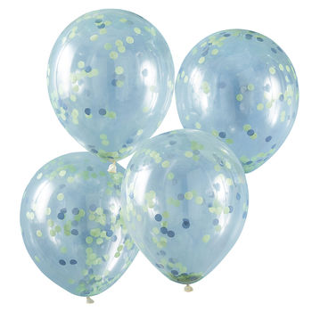 Dinosaur Green And Blue Confetti Filled Party Balloons, 2 of 3