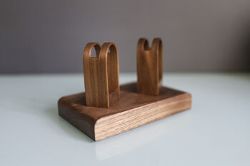 Luxury Walnut Double Glasses Stand Holder Personalised, 5 of 7