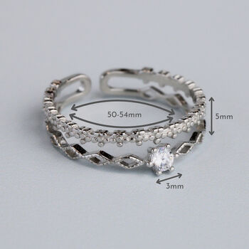 Sterling Silver Ornate Double Band Adjustable Ring, 4 of 7