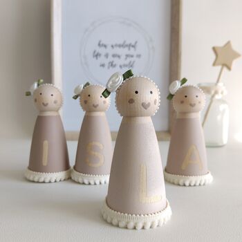 Painted Peg Dolls Baby Name Gift, 4 of 7