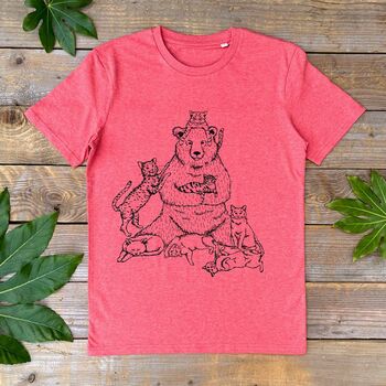 Crazy Cat Bear Organic T Shirt, 3 of 6