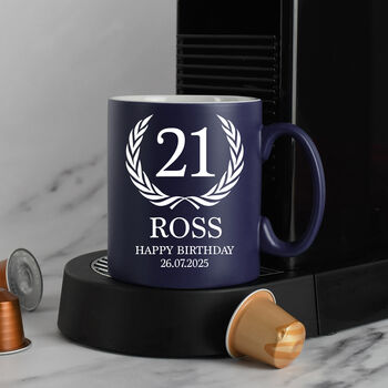 Personalised Birthday Crest Mug For 18th 21st 30th 40th, 2 of 8