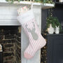 Personalised Pink Stripe Stag Christmas Stocking, thumbnail 1 of 5