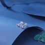 Sterling Silver Amethyst Purple Cz Bezel Internally Threaded Flat Back Earrings, thumbnail 1 of 11